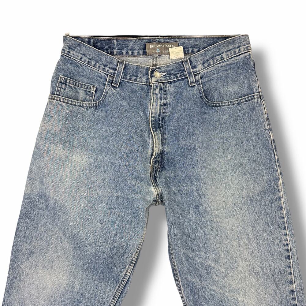 Vintage Y2K Mens Levis Silvertab Jeans Loose Fit Straight Leg Medium Wash 34x30 - Picture 2 of 11
